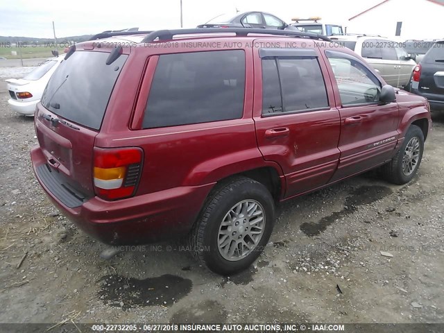 1J4GW58N14C321022 - 2004 JEEP GRAND CHEROKEE LIMITED RED photo 4