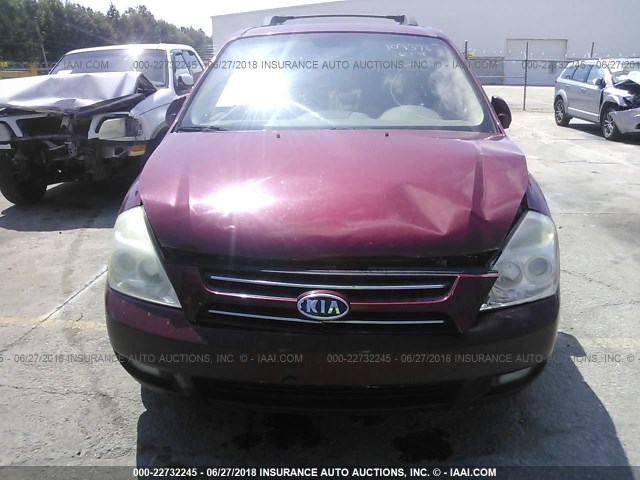 KNDMB233276112352 - 2007 KIA SEDONA EX/LX BURGUNDY photo 6