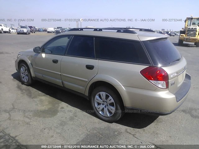 4S4BP60C787320593 - 2008 SUBARU OUTBACK GOLD photo 3