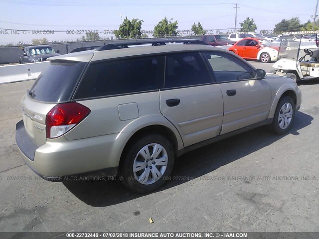 4S4BP60C787320593 - 2008 SUBARU OUTBACK GOLD photo 4