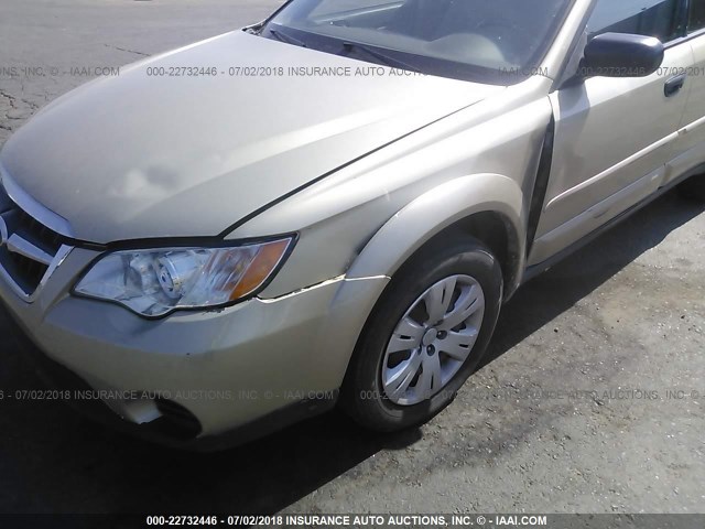 4S4BP60C787320593 - 2008 SUBARU OUTBACK GOLD photo 6