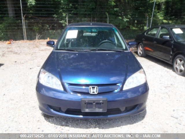 JHMES95685S020170 - 2005 HONDA CIVIC HYBRID BLUE photo 6