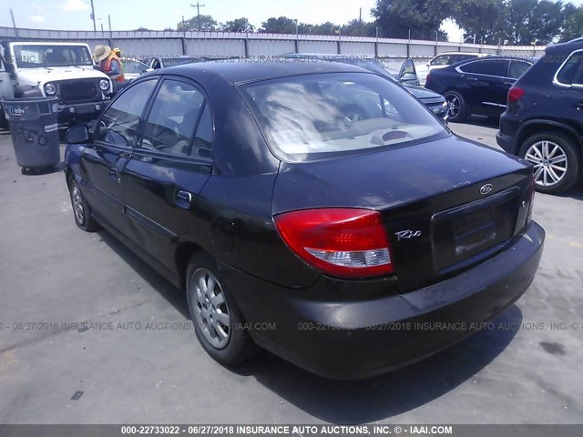 KNADC125X56379940 - 2005 KIA RIO BLACK photo 3