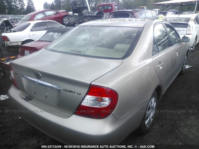 JTDBE32K440255606 - 2004 TOYOTA CAMRY LE/XLE GOLD photo 4