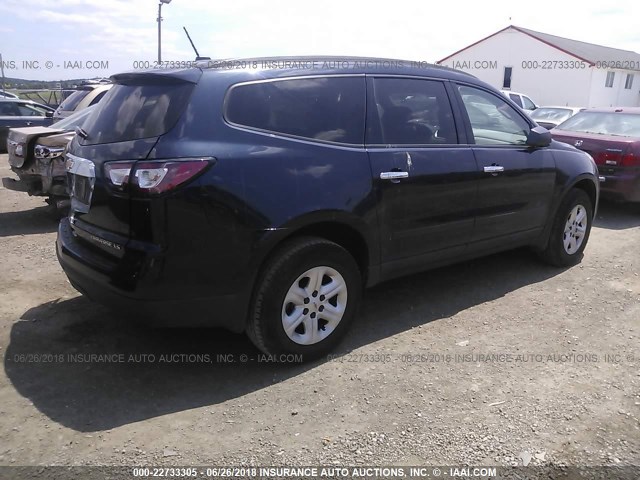 1GNKRFED1FJ205172 - 2015 CHEVROLET TRAVERSE LS Dark Blue photo 4