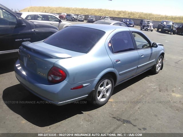 JN1CA31D4YT529994 - 2000 NISSAN MAXIMA GLE/GXE/SE Light Blue photo 4