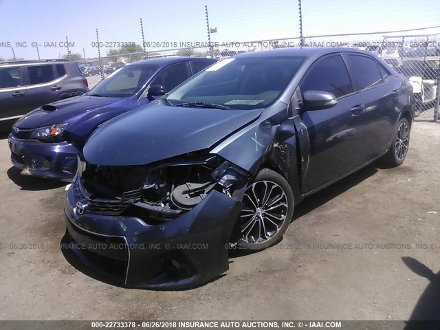 2T1BURHE8EC096412 - 2014 TOYOTA COROLLA L/LE/LE PLS/PRM/S/S PLS GRAY photo 2