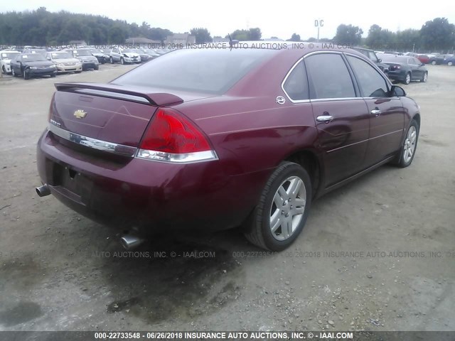 2G1WU58R579304111 - 2007 CHEVROLET IMPALA LTZ RED photo 4