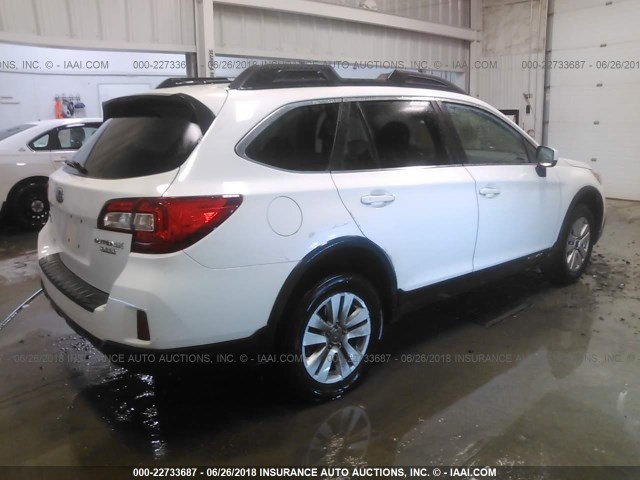 4S4BSADC2F3345241 - 2015 SUBARU OUTBACK WHITE photo 4