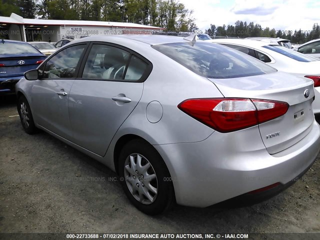 KNAFK4A6XE5056596 - 2014 KIA FORTE LX SILVER photo 3