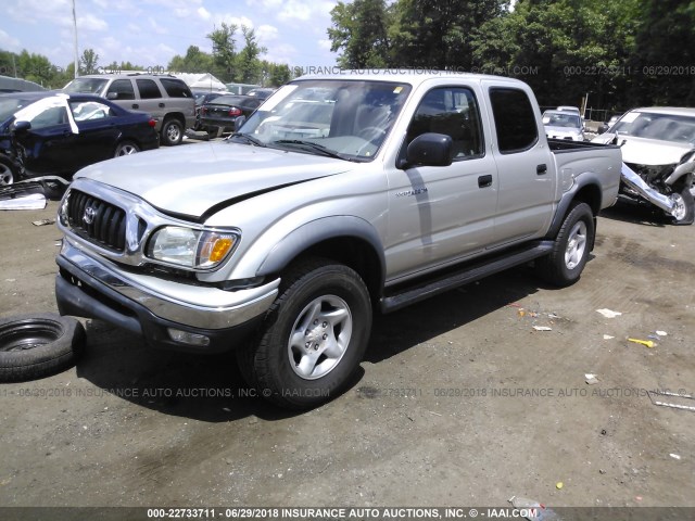 5TEGN92N22Z898200 - 2002 TOYOTA TACOMA DOUBLE CAB PRERUNNER SILVER photo 2