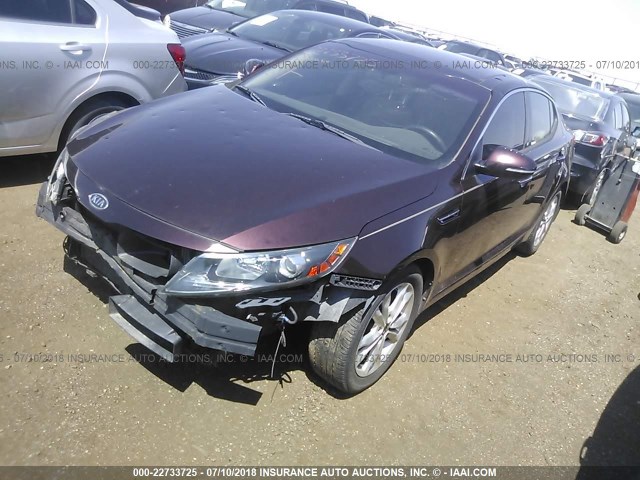 KNAGN4A63B5133784 - 2011 KIA OPTIMA EX/SX BURGUNDY photo 2