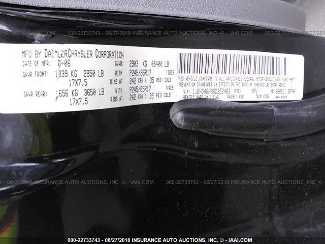 1J8HG48N96C352483 - 2006 JEEP COMMANDER 黑色 照片 9