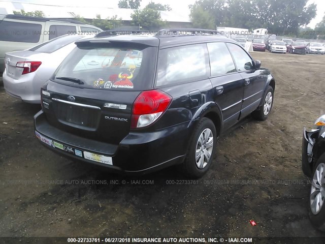 4S4BP60C187340516 - 2008 SUBARU OUTBACK BLACK photo 4