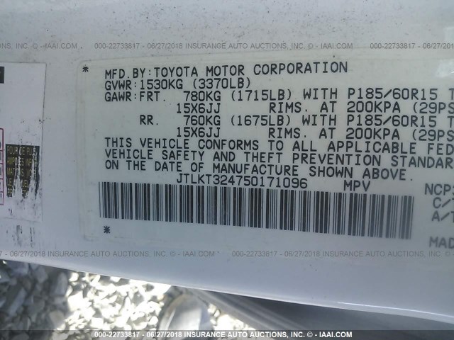 JTLKT324750171096 - 2005 TOYOTA SCION XB Ağ foto 9