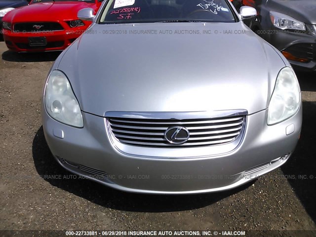 JTHFN48Y920018608 - 2002 LEXUS SC 430 SILVER photo 6