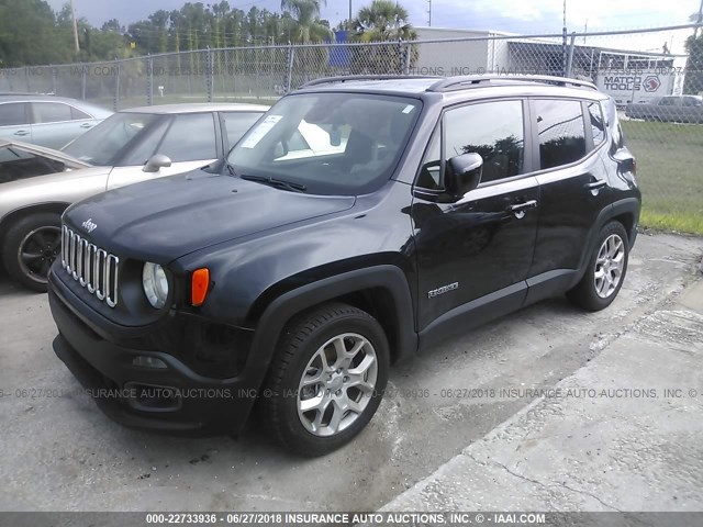 ZACCJABT2GPD56574 - 2016 JEEP RENEGADE LATITUDE BLACK photo 2