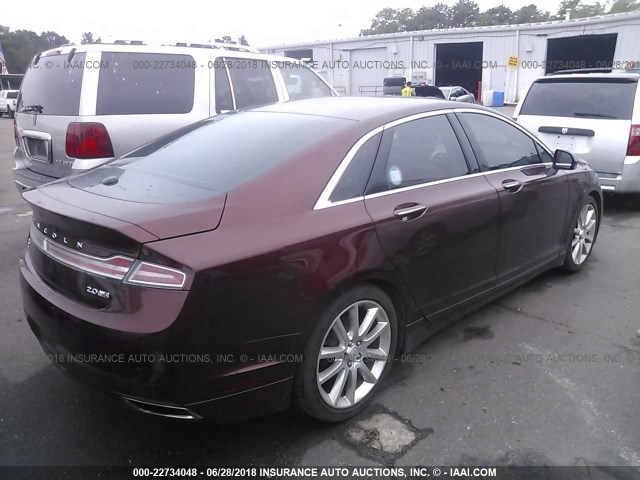 3LN6L2J91FR604297 - 2015 LINCOLN MKZ RED photo 4