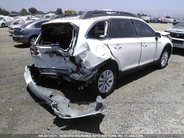 4S4BSACC9G3213502 - 2016 SUBARU OUTBACK 2.5I PREMIUM WHITE photo 4