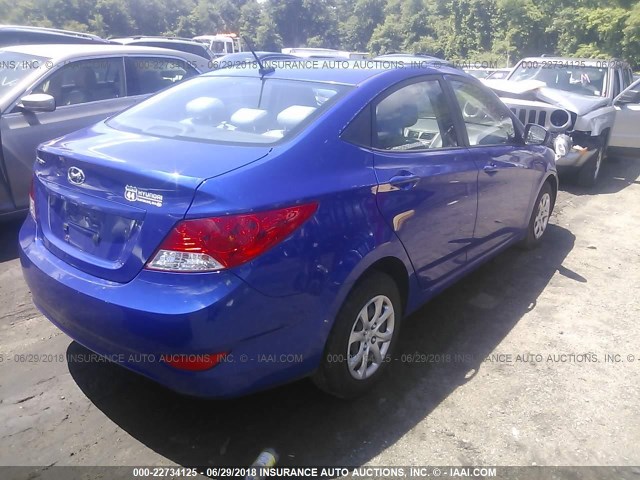 KMHCT4AE1DU445623 - 2013 HYUNDAI ACCENT GLS/GS BLUE photo 4