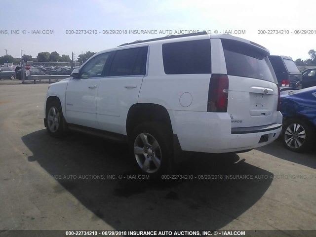 1GNSCAKC9HR219227 - 2017 CHEVROLET TAHOE C1500  LS WHITE photo 3