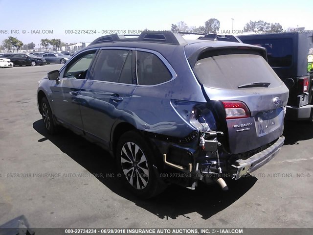 4S4BSANC6H3280251 - 2017 SUBARU OUTBACK 2.5I LIMITED BLUE photo 3