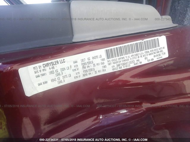 3A8FY58BX8T195263 - 2008 CHRYSLER PT CRUISER TOURING RED photo 9