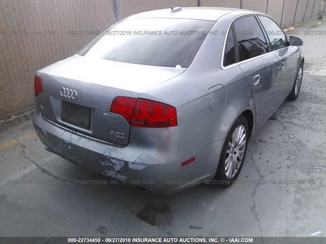 WAUDF78E26A115241 - 2006 AUDI A4 2.0T QUATTRO SILVER photo 4