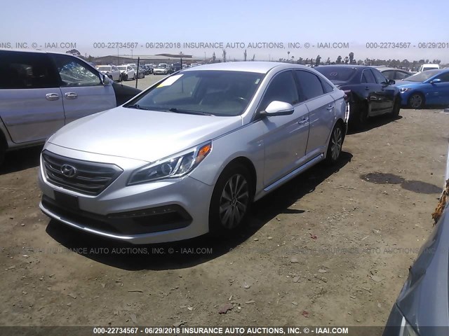 5NPE34AF5FH089390 - 2015 HYUNDAI SONATA SPORT/LIMITED SILVER photo 2