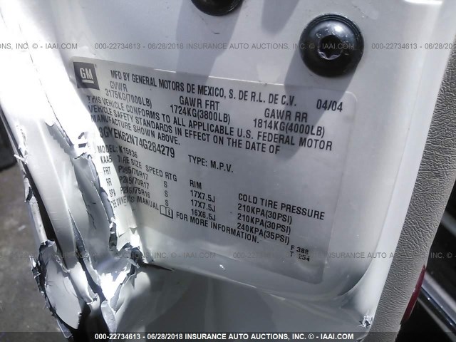 3GYEK62N74G284279 - 2004 CADILLAC ESCALADE EXT WHITE photo 9