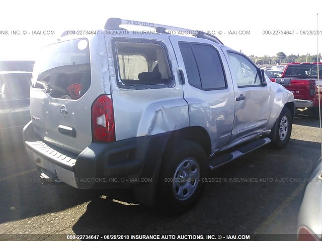 5N1AN0NW8BC511617 - 2011 NISSAN XTERRA OFF ROAD/S/SE SILVER photo 4