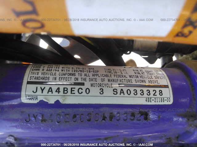 JYA4BEC03SA033328 - 1995 YAMAHA XT225  BLUE photo 10