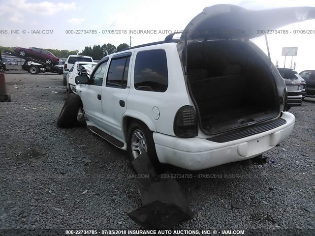 1B4HS58N02F186887 - 2002 DODGE DURANGO SLT PLUS WHITE photo 3