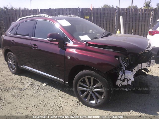 2T2BK1BA1FC281363 - 2015 LEXUS RX 350/BASE/F SPORT MAROON photo 1