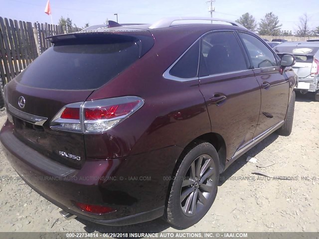 2T2BK1BA1FC281363 - 2015 LEXUS RX 350/BASE/F SPORT MAROON photo 4