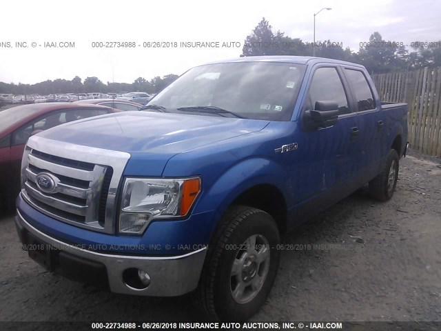 1FTFW1EF2BFB85275 - 2011 FORD F150 SUPERCREW BLUE photo 2