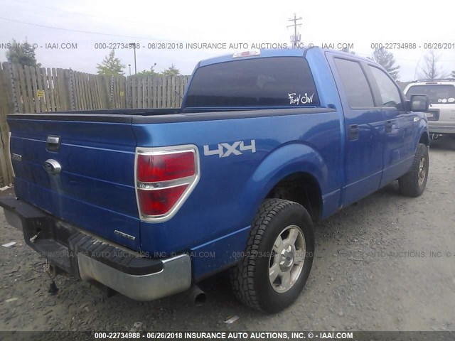 1FTFW1EF2BFB85275 - 2011 FORD F150 SUPERCREW BLUE photo 4