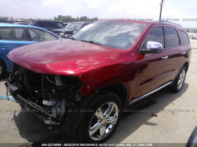 1D4SD5GT0BC613573 - 2011 DODGE DURANGO CITADEL RED photo 2