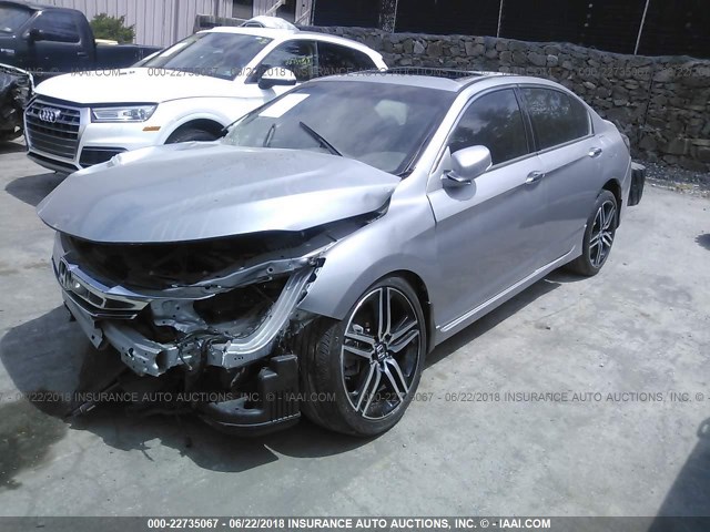 1HGCR3F93GA018654 - 2016 HONDA ACCORD TOURING SILVER photo 2