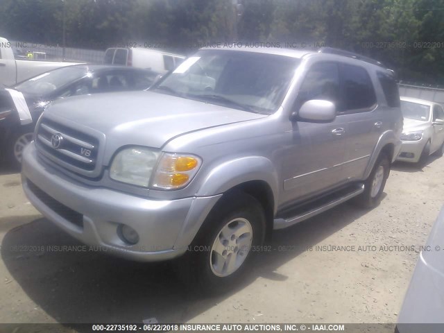 5TDZT38A52S066556 - 2002 TOYOTA SEQUOIA LIMITED SILVER photo 2