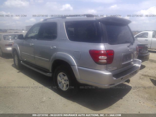 5TDZT38A52S066556 - 2002 TOYOTA SEQUOIA LIMITED SILVER photo 3
