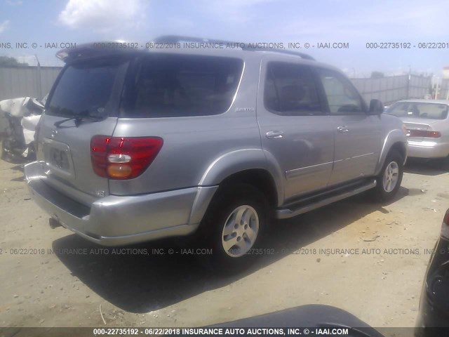 5TDZT38A52S066556 - 2002 TOYOTA SEQUOIA LIMITED SILVER photo 4