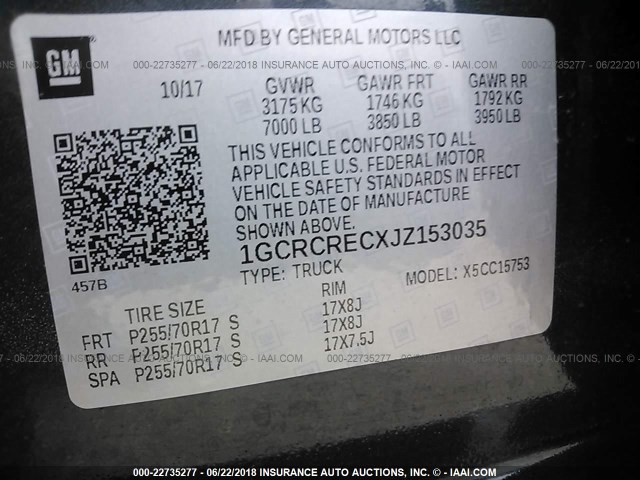 1GCRCRECXJZ153035 - 2018 CHEVROLET SILVERADO C1500 LT Grün Foto 9