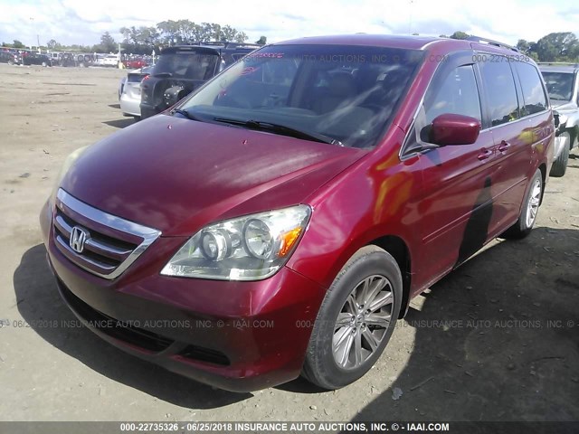 5FNRL38835B020651 - 2005 HONDA ODYSSEY TOURING RED photo 2