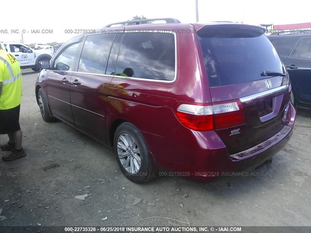 5FNRL38835B020651 - 2005 HONDA ODYSSEY TOURING RED photo 3