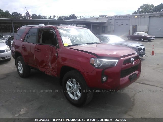 JTEBU5JRXJ5484685 - 2018 TOYOTA 4RUNNER SR5 PREM/LTDL/TRAIL/TRD RED photo 1