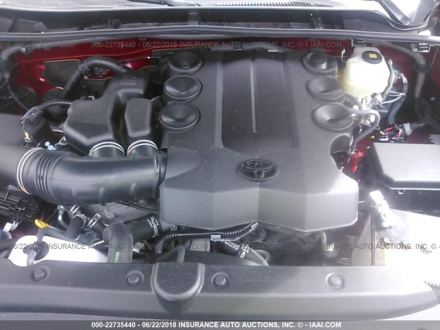 JTEBU5JRXJ5484685 - 2018 TOYOTA 4RUNNER SR5 PREM/LTDL/TRAIL/TRD RED photo 10