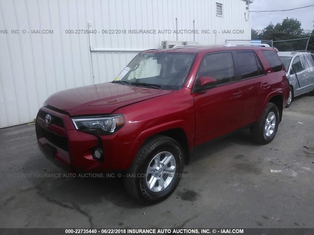 JTEBU5JRXJ5484685 - 2018 TOYOTA 4RUNNER SR5 PREM/LTDL/TRAIL/TRD RED photo 2