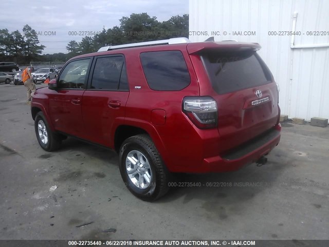JTEBU5JRXJ5484685 - 2018 TOYOTA 4RUNNER SR5 PREM/LTDL/TRAIL/TRD RED photo 3