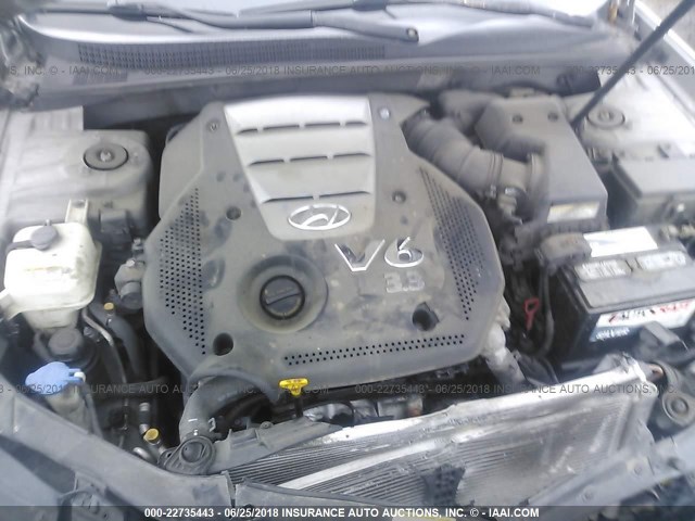 5NPEU46F46H010278 - 2006 HYUNDAI SONATA GLS/LX GRAY photo 10